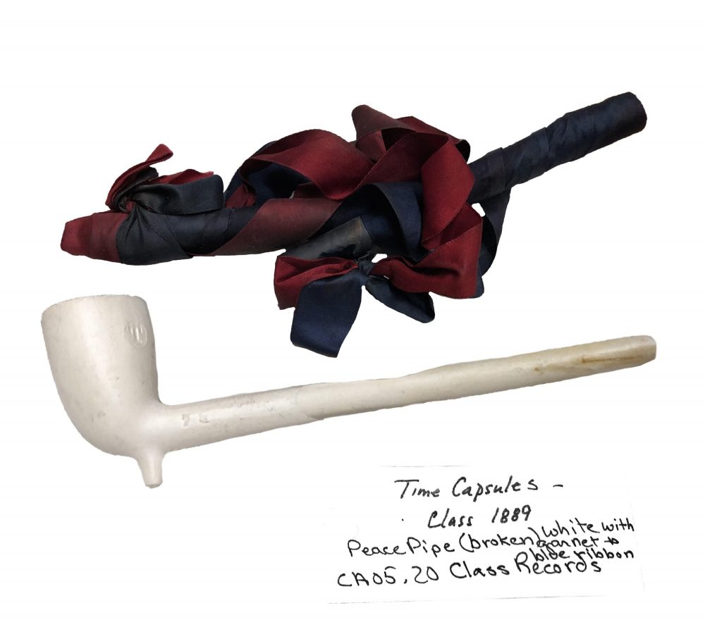 A Bates peace pipe found in Muskie Archives