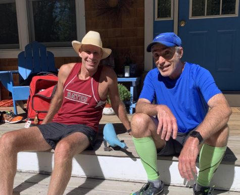 Paul Hammond ’82 and Albert Waitt ’83 relaxing pre-race. Hammond has raced every Alumni Meet except for one since his graduation.