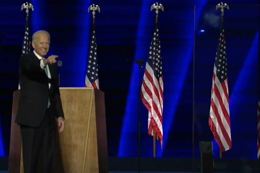 Joe Biden after his victory speech on Oct. 7 in Wilmington, Del.