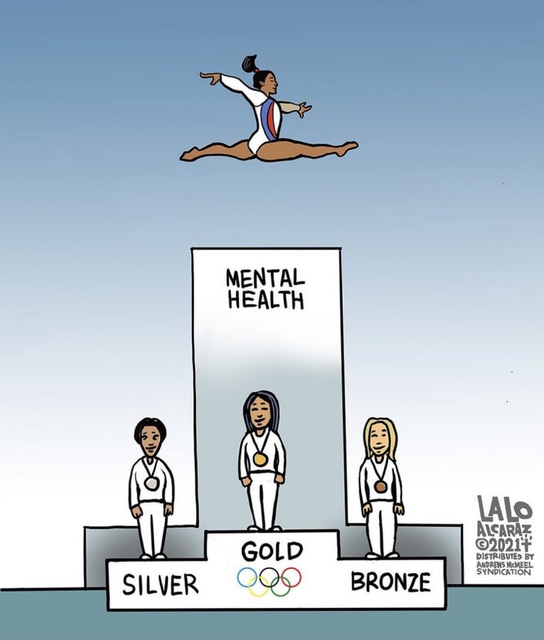 Artist Lalo Alcaraz shared this cartoon to his Instagram with the caption Simone Biles wins again!