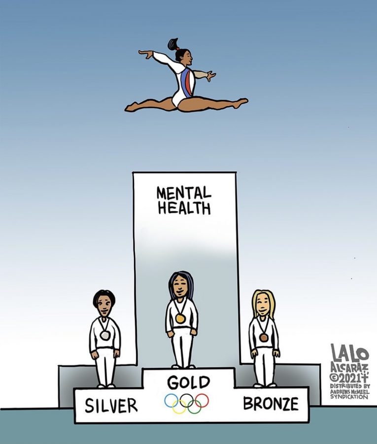 Artist Lalo Alcaraz shared this cartoon to his Instagram with the caption "Simone Biles wins again!"