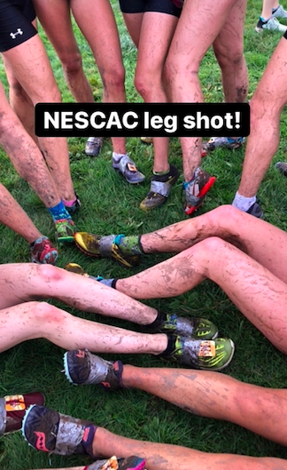 The legs of the racers after the competition show just how muddy the course was. Because of intense rain, lack of drainage, and a race the previous day, the terrain was difficult to master.