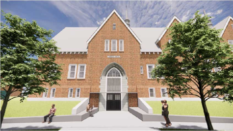 An artists rendering from 2022 shows the newly-renovated Chase Hall.