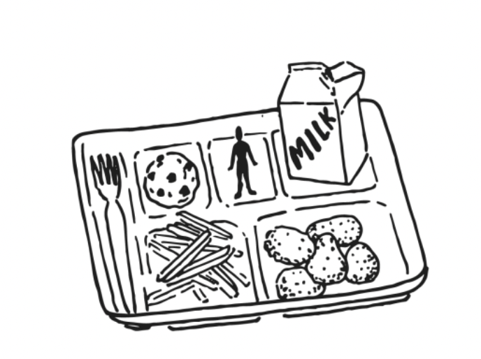 Jolie’s illustration for Chapter 6, “Around Your Finger,” represents feelings of smallness at school through a person trapped in a lunch tray.