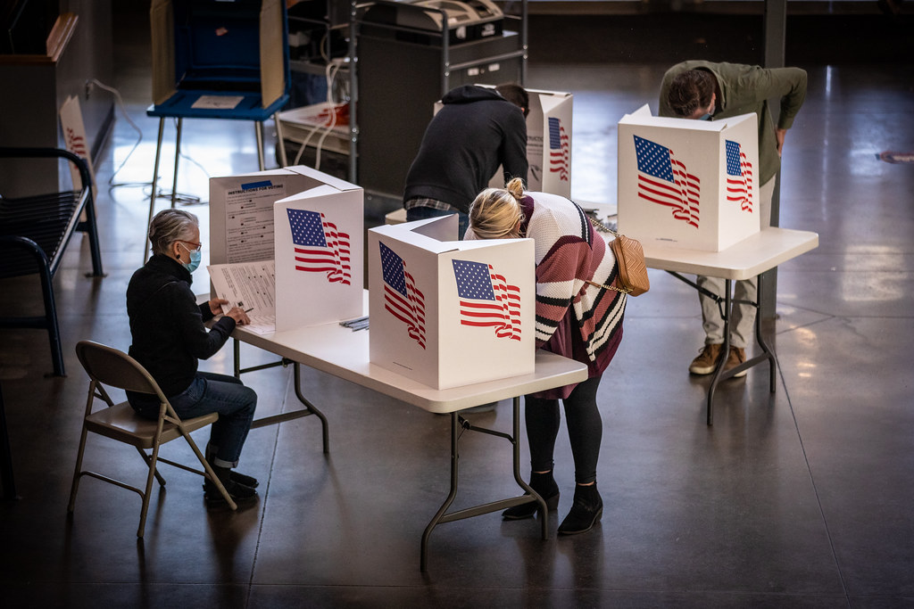 Voters cast ballots in this stock image.
