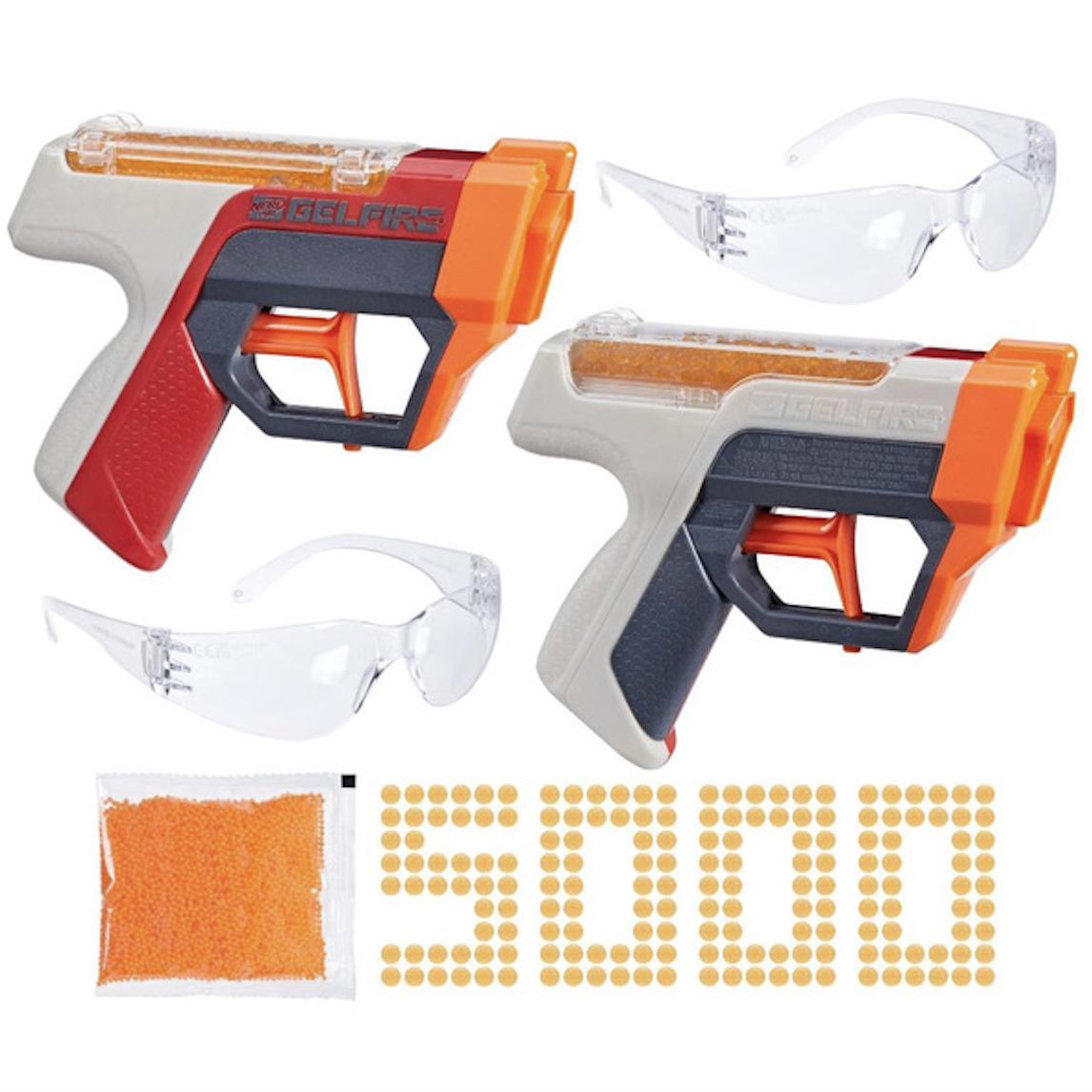 Screenshot of the brand of Nerf Pro Gelfire Dual Wield Blasters purchased by Seneca Moore ’27 and his friends.
