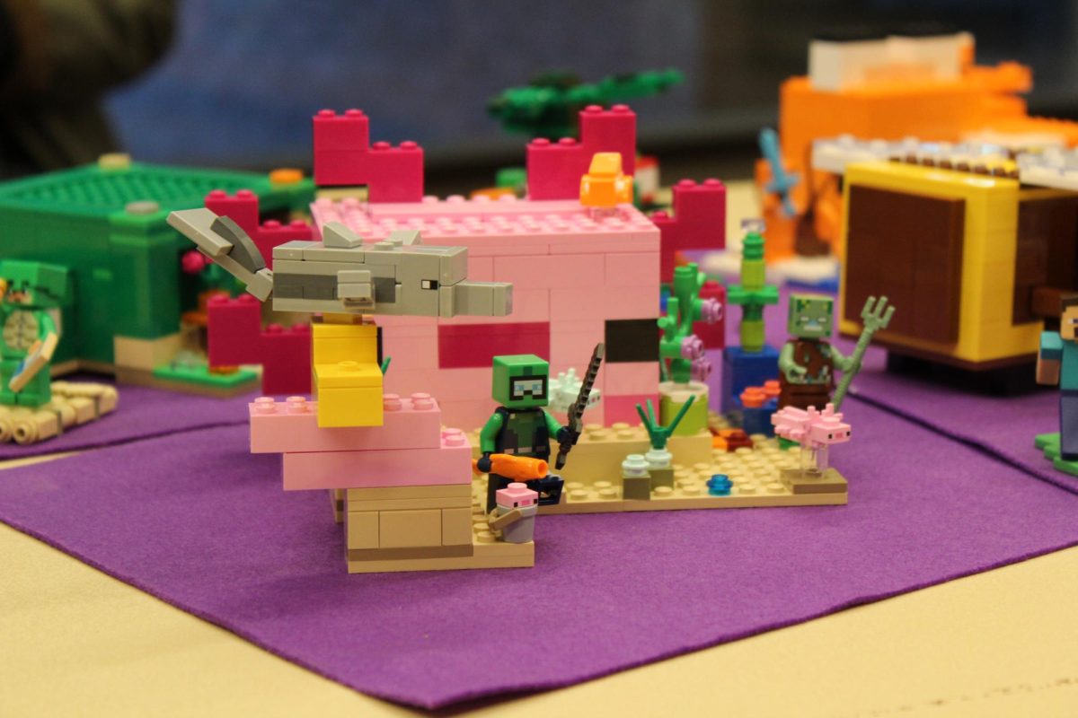 Patty Dubois' creation titled "Minecraft World" at the Lego Showcase at Ladd Library on Monday, October 28th.