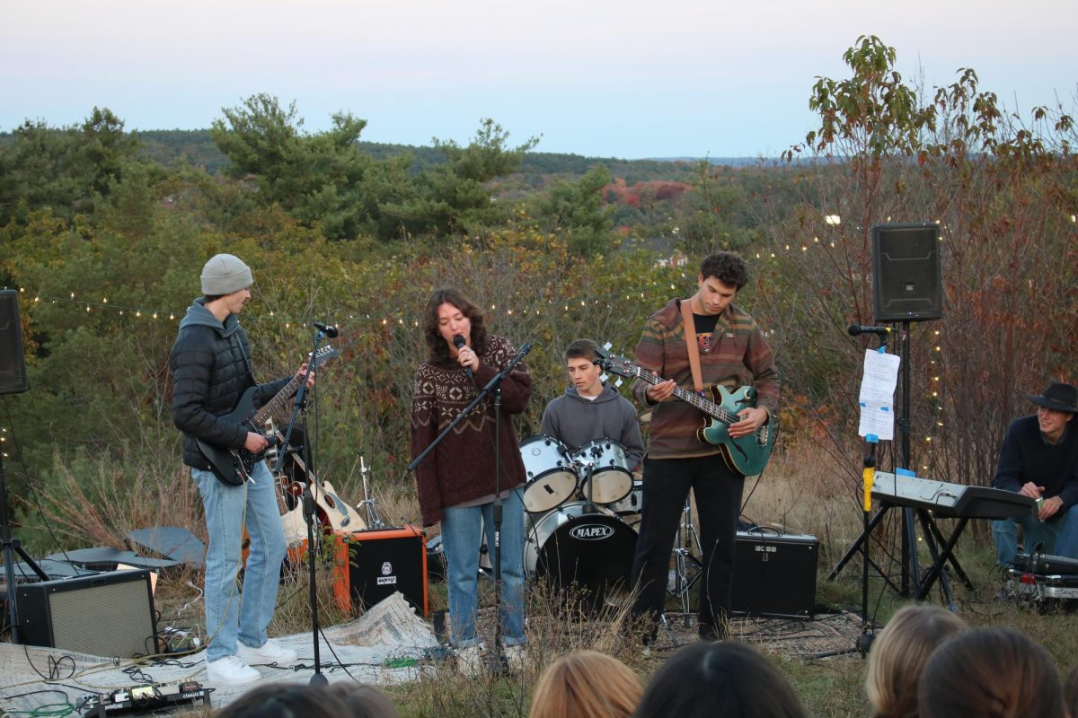 Students preform Big Thief covers on Mount David October 11th, at an event presented by Bates Music Union