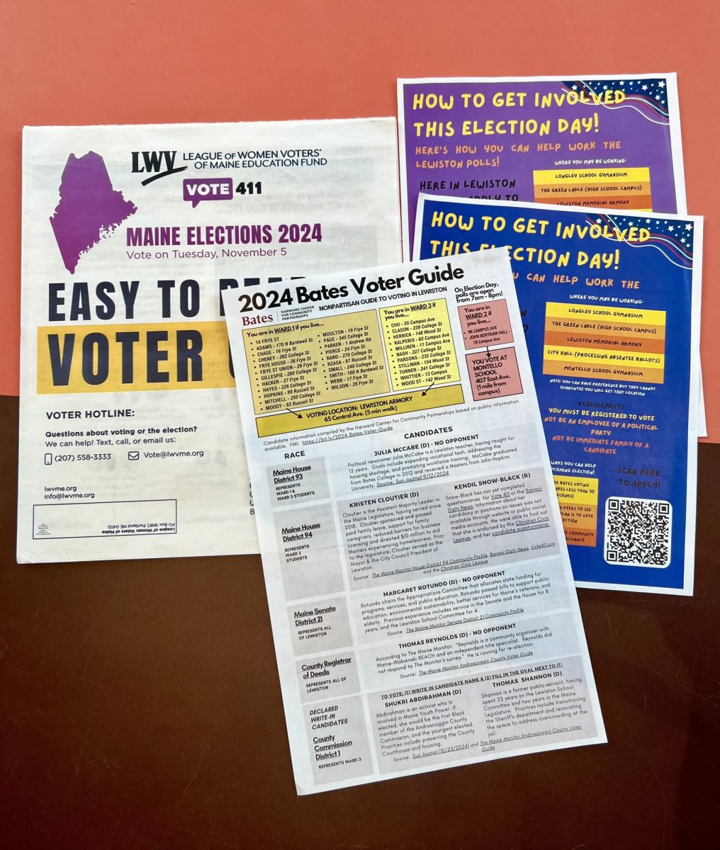 Bates Votes and Maine Elections Voter Guides and Election information sheets.