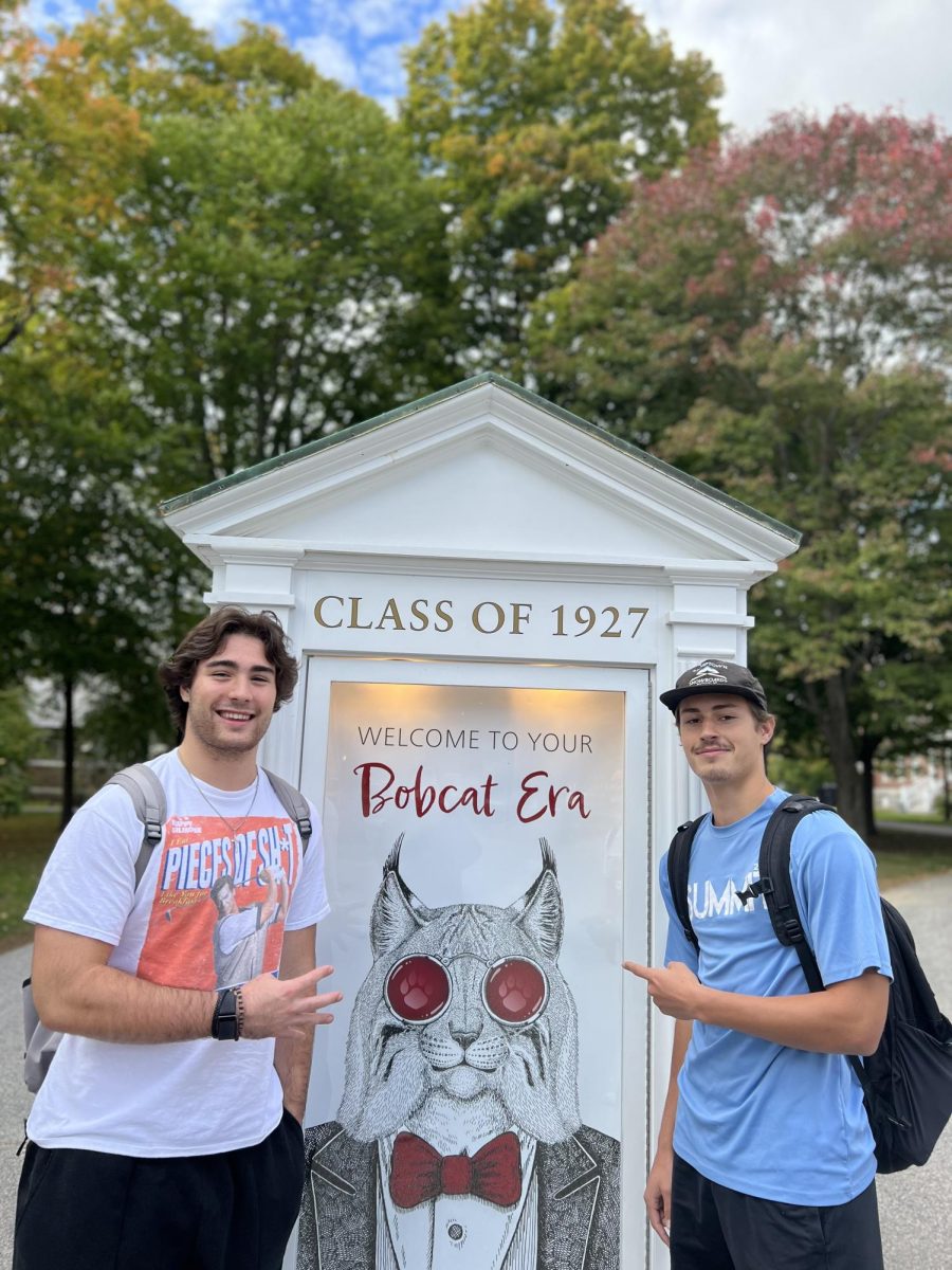 Miles Schmidt (left), 2027, and Mason Proutt (right), like the looks of Bates facilities staff members Gary and Frankie.