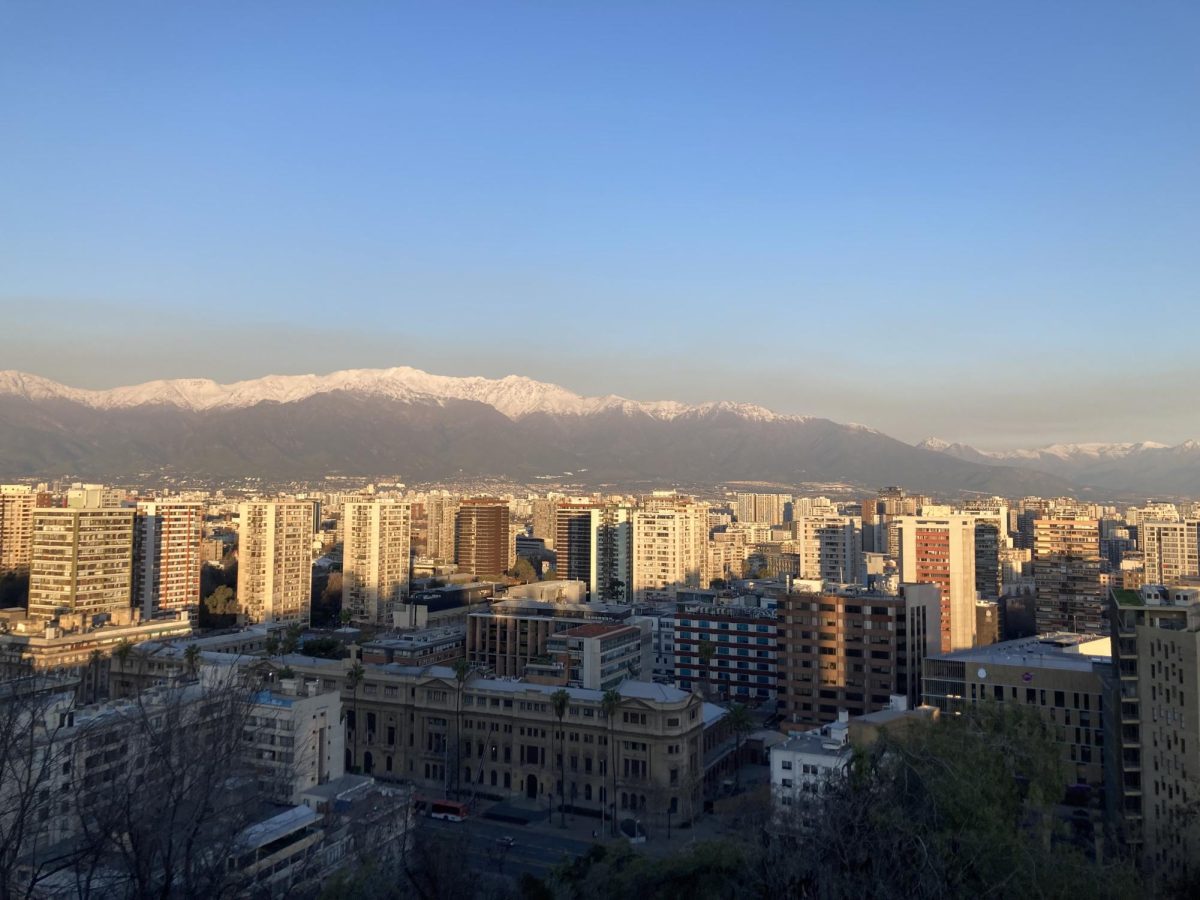 Photo taken from the top of Cerro Santa Lucia in the center of Santiago. 