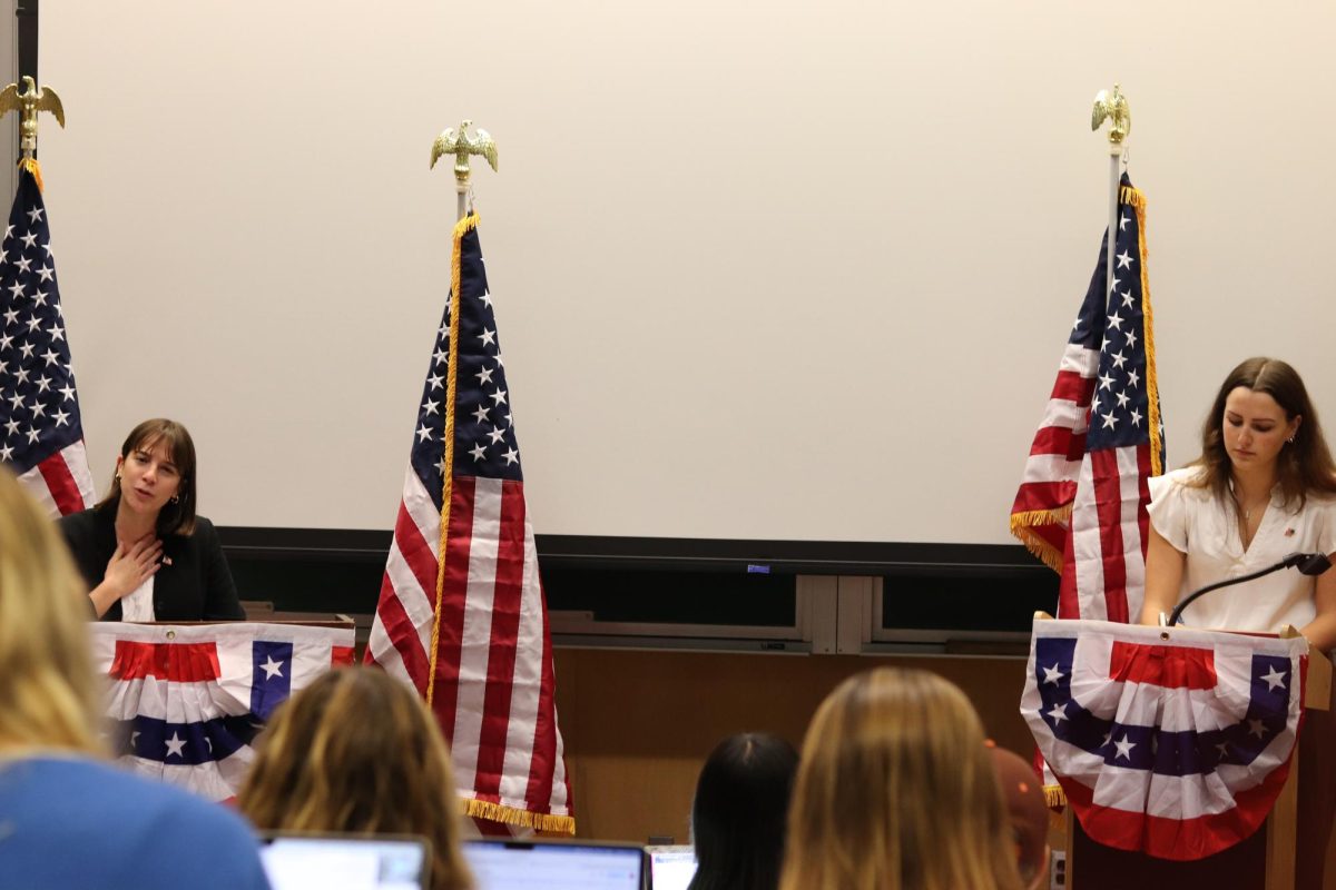 Presidential Campaign Rhetoric candidates face off in a debate during their mock campaign season.