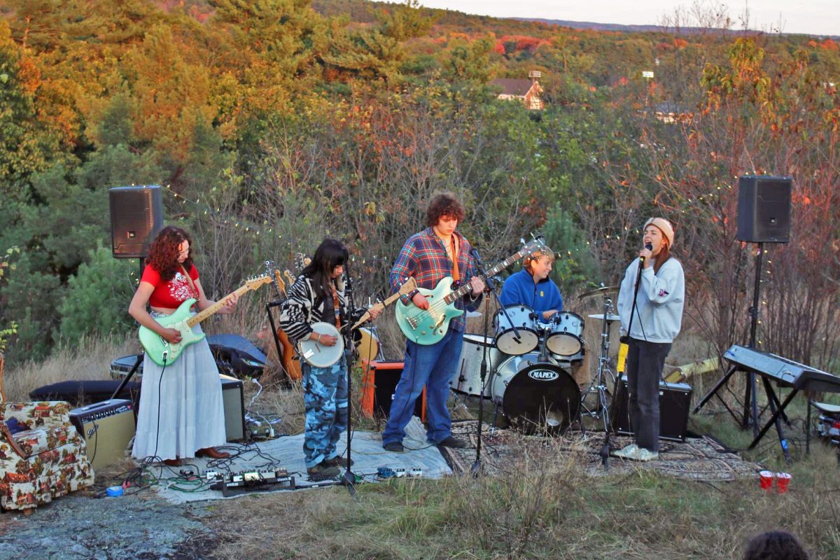 Students preform Big Thief covers on Mount David on Oct. 11, at an event presented by Bates Music Union.