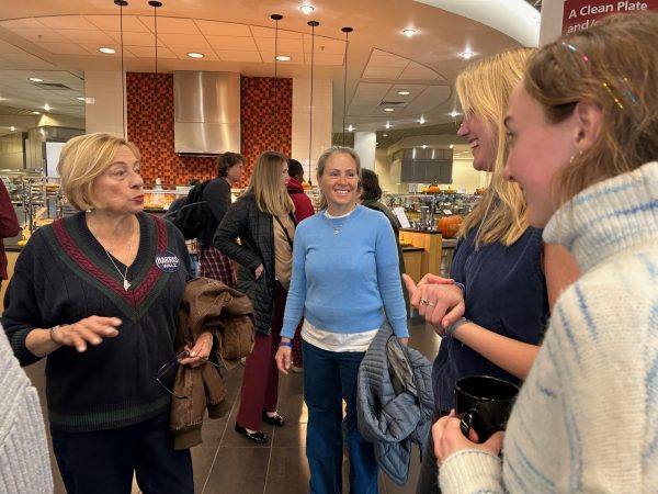 Governor Janet Mills (D-Maine) speaks to students in Commons on Nov. 4. She visited Bates to urge students to vote.