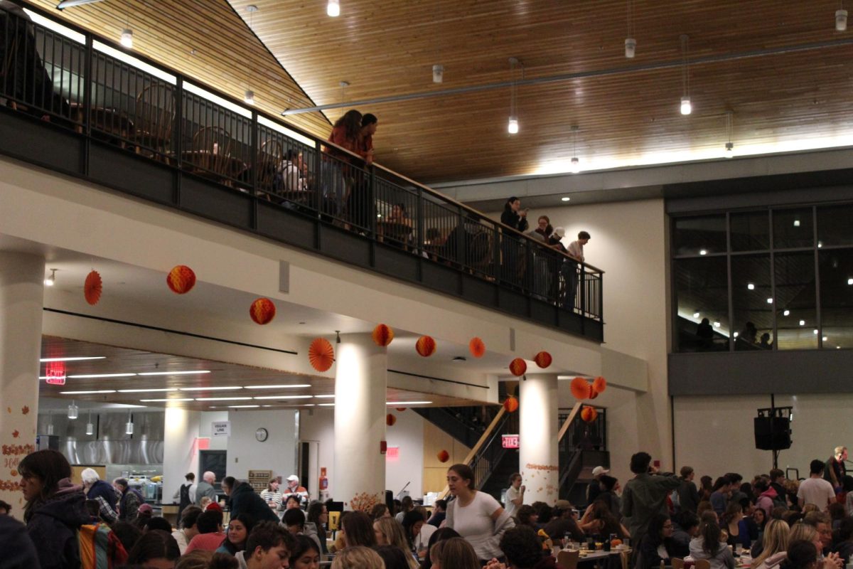 Students watch the live band perform from the mezzanine at the annual Harvest Meal on Wednesday, November 20th. 