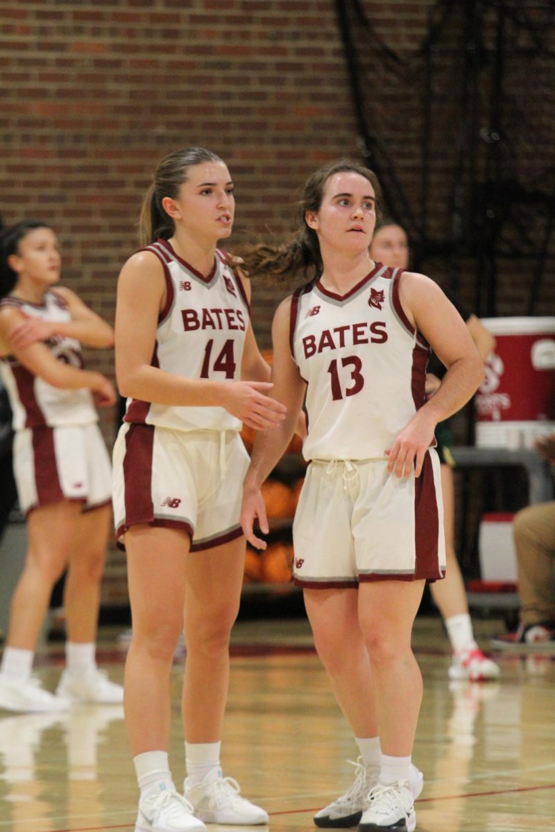 Lily Lambo, Class of '28 and Sarah Hughes, Class of '27 during their home opening game at Alumni Gym on Friday, November 15th.