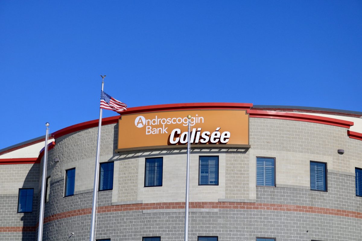 The sign for the Colisée ice rink, home of the Maine Nordiques.