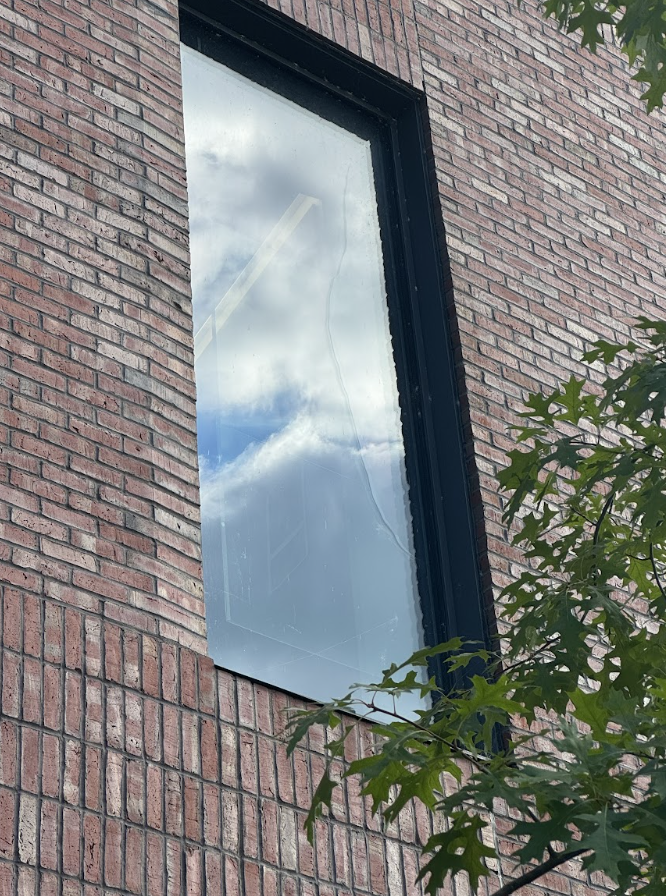 Window is on the second floor of Bonney Science Center facing Nichols St.