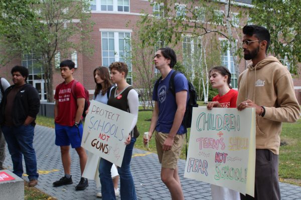 Bates students gather as part of the Students Demand Action walkout on Friday, September 5.