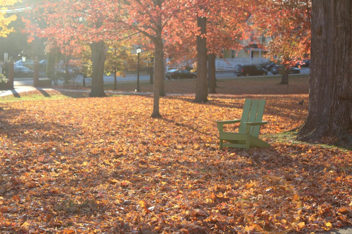 An autumn day on the Bates College quad. 