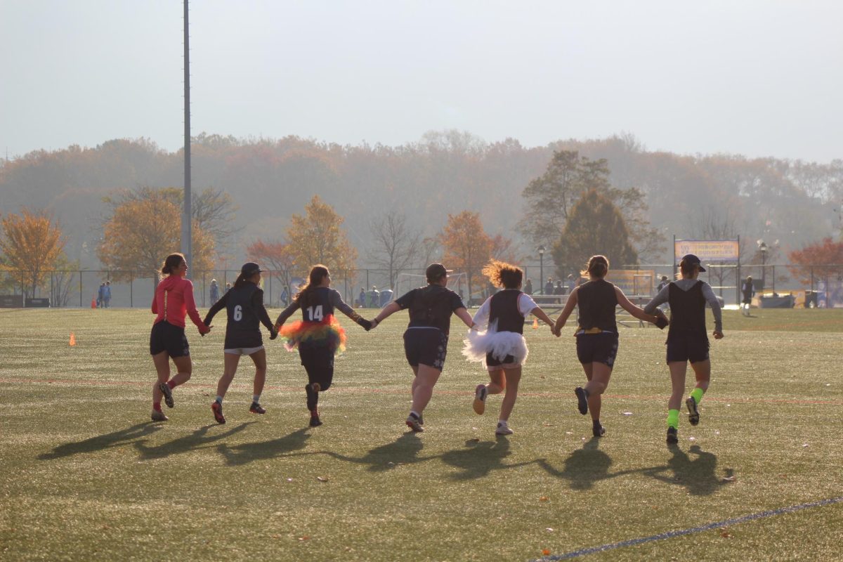 Cold Front, Bates' women's, non-binary, and gender non-conforming ultimate frisbee team, during the Fall 2025 season. Courtesy of Cold Front