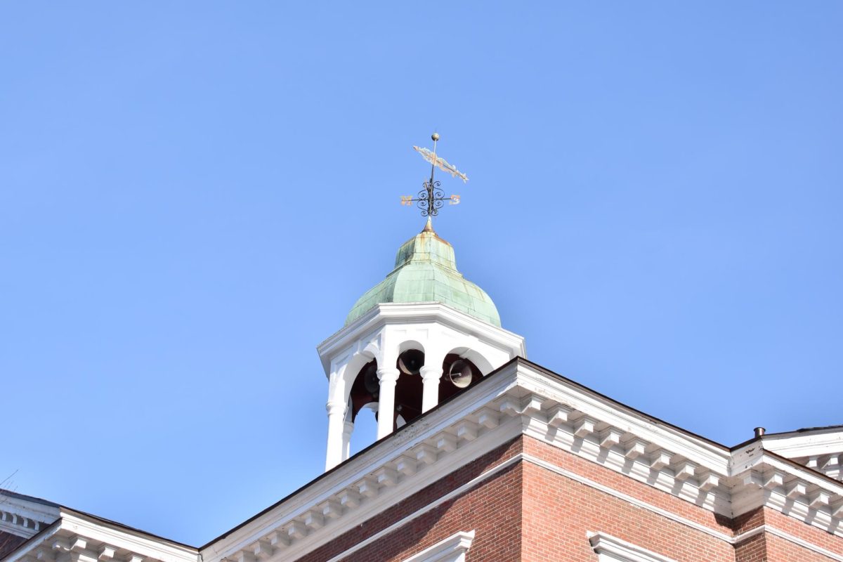 The iconic Hathorn Hall bell at Bates College in Lewiston, Maine